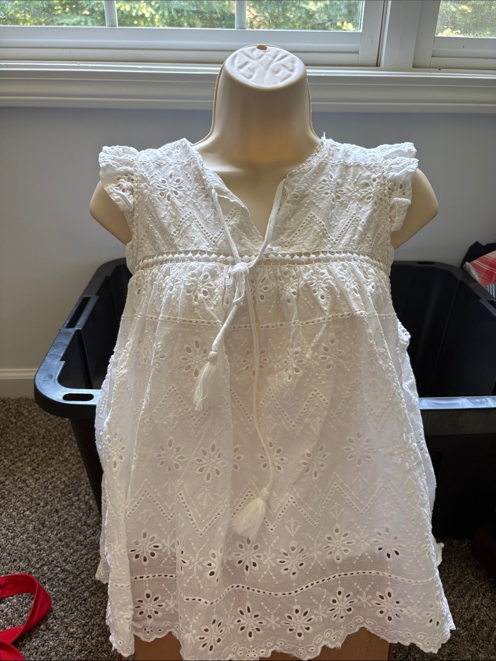In Bloom White Eyelet Lace Tie-Front womans Top